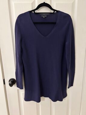 EILEEN FISHER Deep Purple V-Neck Long Sleeve Tunic